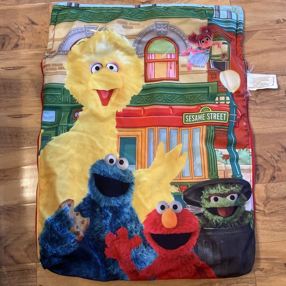 Sesame Street Sleeping Bag Toddler Blanket Vintage Big Bird Elmo Oscar